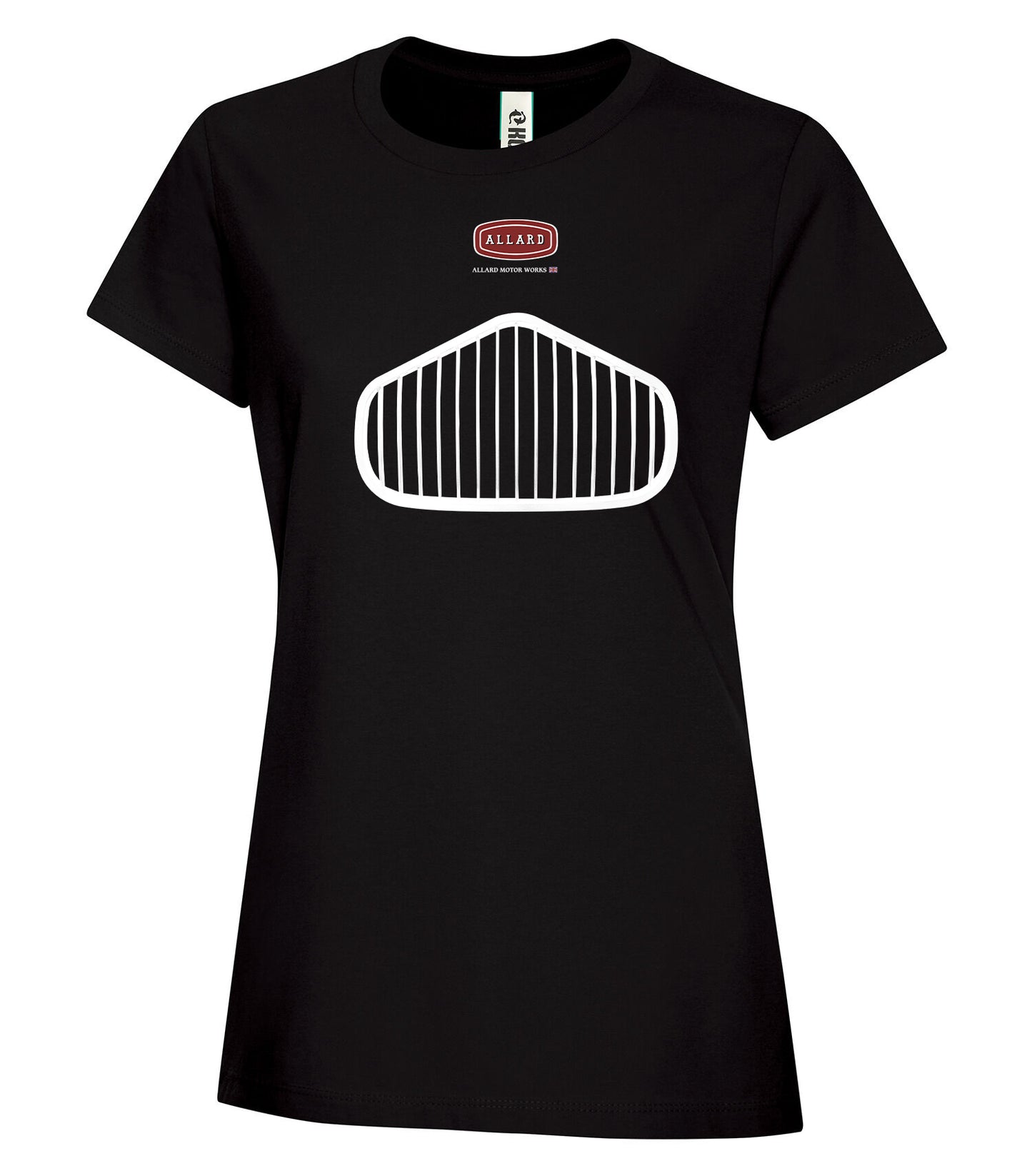 T-shirt "AMW J2X® Racing Grill" à manches courtes pour femmes -  Grille blanc sur noir